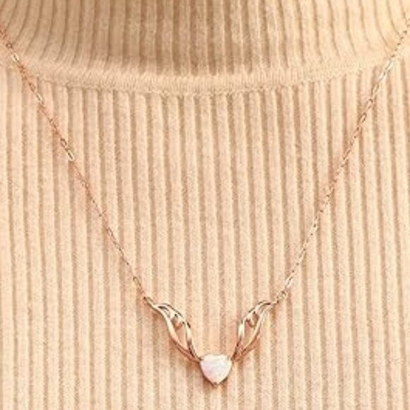 Neiman Marcus Jewelry - Neiman Marcus 18K Rose Gold Plated Opal Guardian Angel Necklace